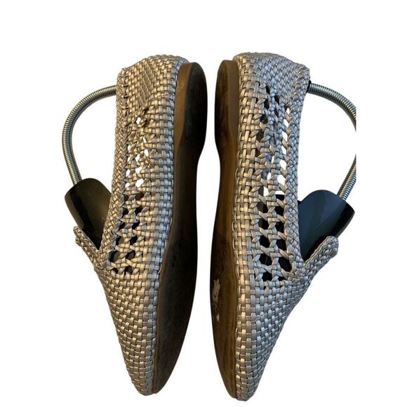 Birdies The Starling Metallic Silver Woven Slip On Vegan Leather Loafers 8.5 - Picture 3 of 5